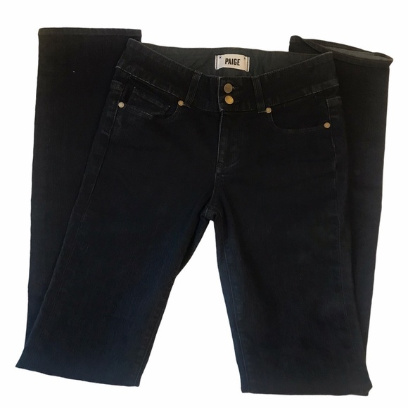 Paige Hidden Hills Women's Size 6 Straight Mid Rise Dark Wash Blue Jeans - Picture 2 of 8